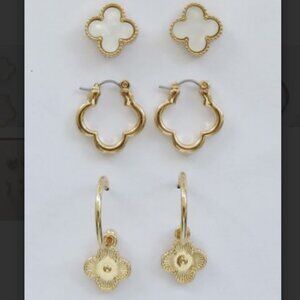 | 🍀 Lucky Van Cleef Style Clover Earrings Set | Gold & Mother of Pearl Alt